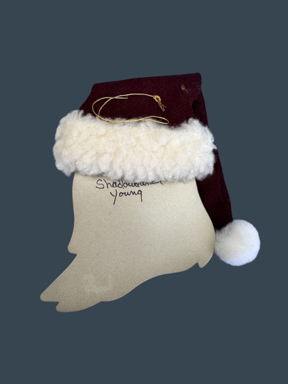 Signed Young 1996 Shadowdancer Santa Face Metal Ornament Felt Hat 5.5" - Picture 5 of 8